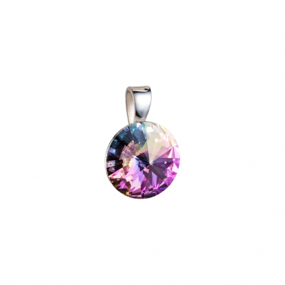 Obrázok pre Evolution Group Strieborný prívesok s krištáľmi Swarovski fialový okrúhly-rivoli 34112.5
