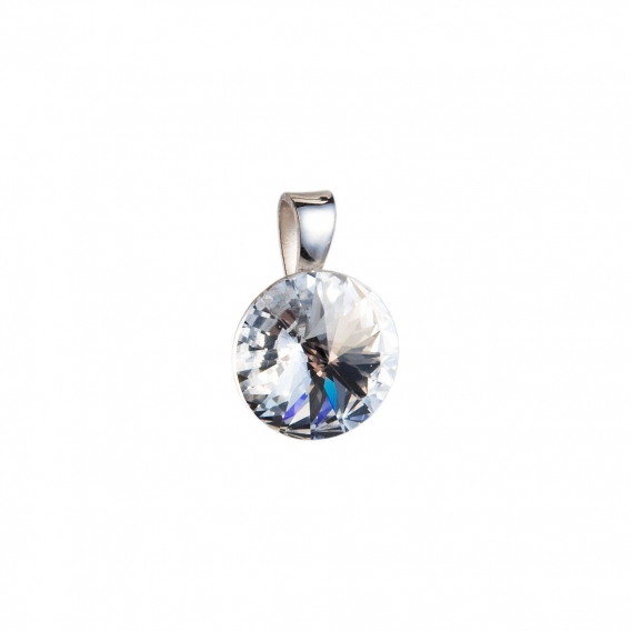 Obrázok pre Evolution Group Strieborný prívesok s krištáľmi Swarovski biely okrúhly-rivoli 34112.1