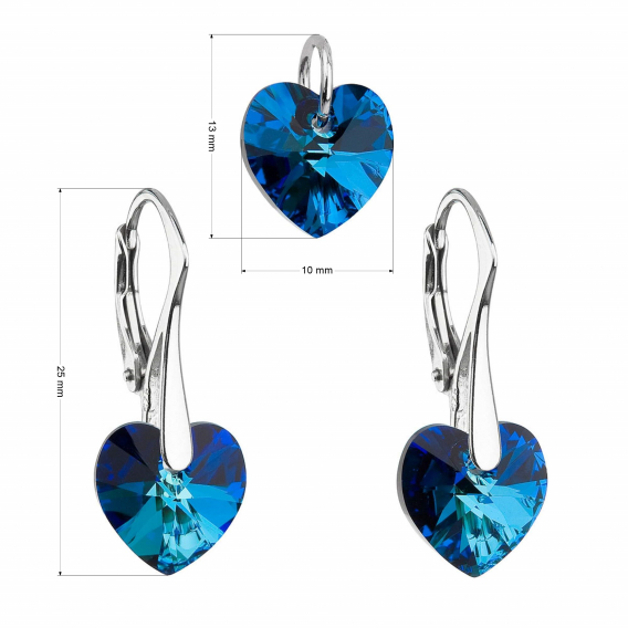 Obrázok pre Evolution Group Sada šperkov s krištáľmi Swarovski náušnice a prívesok modré srdcia 39003.5 bermuda blue