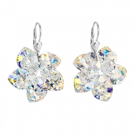 Obrázok pre Evolution Group Strieborné náušnice visiace s krištáľmi Swarovski AB efekt kvietok 31130.2