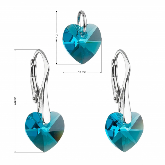 Obrázok pre Evolution Group Sada šperkov s krištáľmi Swarovski náušnice a prívesok modré srdcia 39003.4