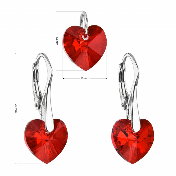Obrázok pre Evolution Group Sada šperkov s krištáľmi Swarovski náušnice a prívesok červené srdcia 39003.4