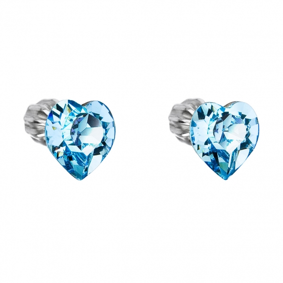 Obrázok pre Evolution Group Strieborné náušnice kôstka s krištáľmi Swarovski modré srdce 31139.3