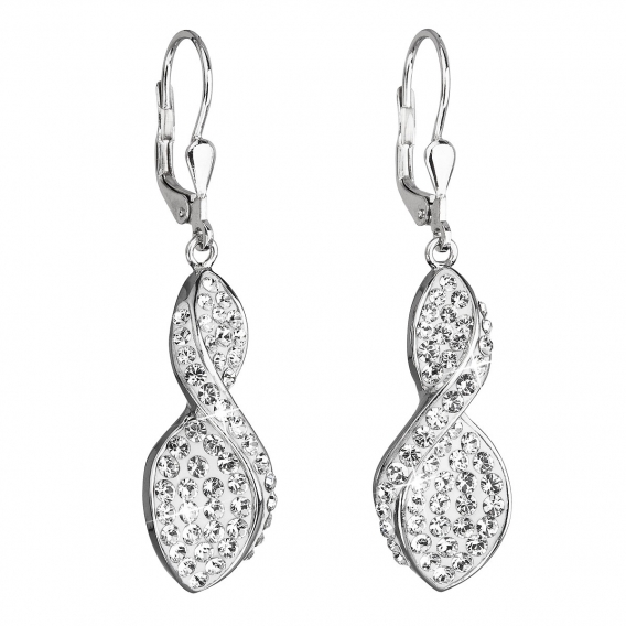 Obrázok pre Evolution Group Strieborné náušnice visiace s krištáľmi Swarovski biela špirála 31160.1