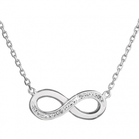 Obrázok pre Evolution Group Strieborný náhrdelník s krištáľmi Swarovski biele infinity, osmička-nekonečno 32023.1