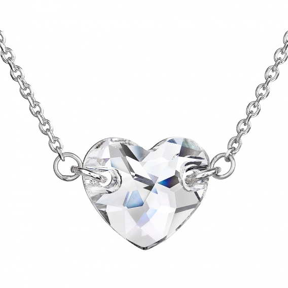 Obrázok pre Evolution Group Strieborný náhrdelník s krištáľmi Swarovski biele srdce 32020.1
