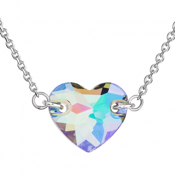 Obrázok pre Evolution Group Strieborný náhrdelník s krištáľmi Swarovski zeleno-fialové srdce 32020.5