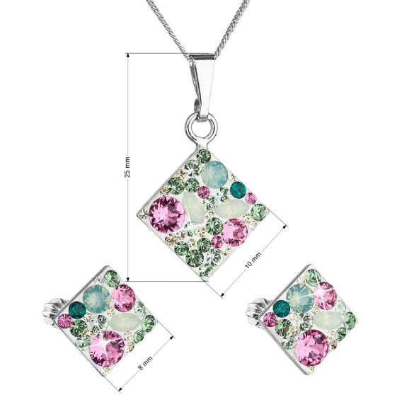 Obrázok pre Evolution Group Sada šperkov s krištáľmi Swarovski náušnice, retiazka a prívesok zelený kosoštvorec 39126.3 chrysolite