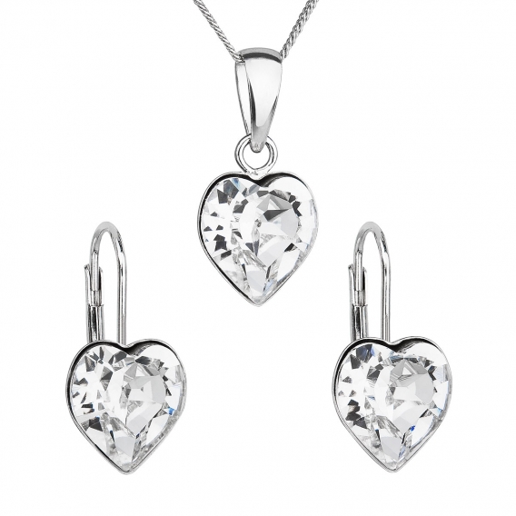 Obrázok pre Evolution Group Sada šperkov s krištáľmi Swarovski náušnice, retiazka a prívesok biele srdce 39141.1