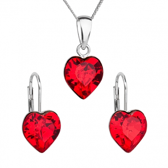 Obrázok pre Evolution Group Sada šperkov s krištáľmi Swarovski náušnice, retiazka a prívesok červené srdce 39141.3