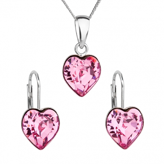 Obrázok pre Evolution Group Sada šperkov s krištáľmi Swarovski náušnice, retiazka a prívesok ružové srdce 39141.3