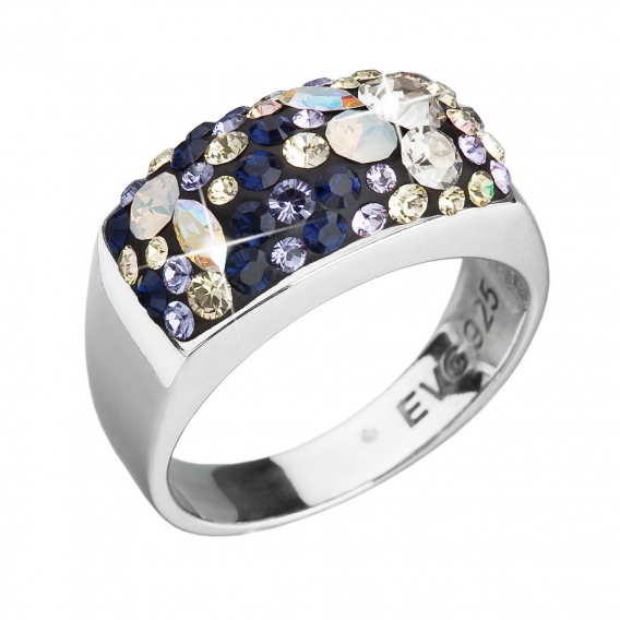 Obrázok pre Evolution Group Strieborný prsteň s krištáľmi Swarovski mix farieb fialová 35014.3