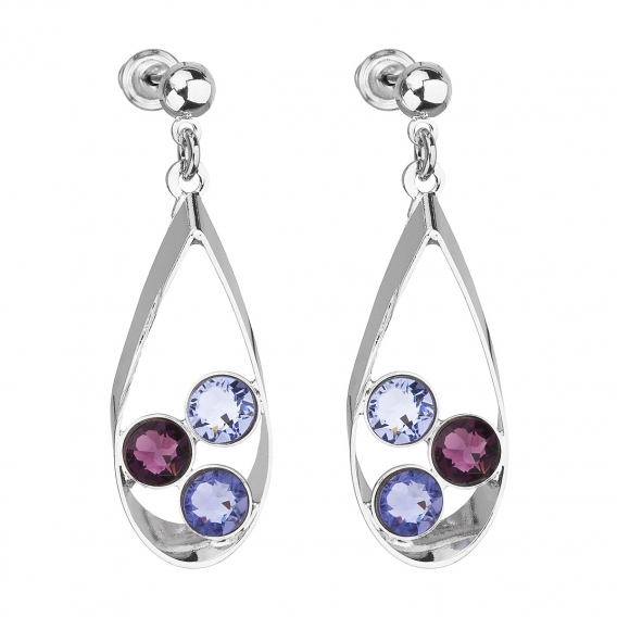 Obrázok pre Evolution Group Náušnice bižutéria so Swarovski krištáľmi fialová slza 51064.3