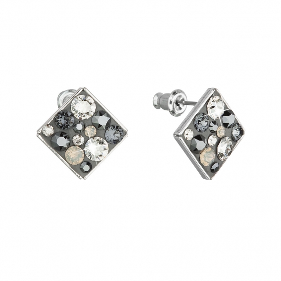 Obrázok pre Evolution Group Náušnice bižutéria so Swarovski krištáľmi šedé kosoštvorec 51032.5