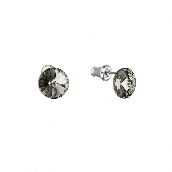 Obrázok pre Evolution Group Náušnice bižutéria so Swarovski krištáľmi šedé okrúhle 51037.3