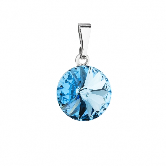 Obrázok pre Evolution Group Prívesok bižutéria so Swarovski krištáľmi modrý okrúhly 54001.3 aqua