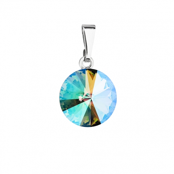 Obrázok pre Evolution Group Prívesok bižutéria so Swarovski krištáľmi zelený fialový okrúhly 54001.5