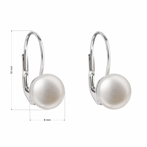 Obrázok pre Evolution Group Strieborné náušnice visiace s bielou riečnou perlou 21009.1