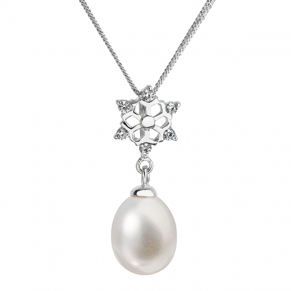 Obrázok pre Evolution Group Perlový náhrdelník s retiazkou z pravých riečnych perál biely 22010.1