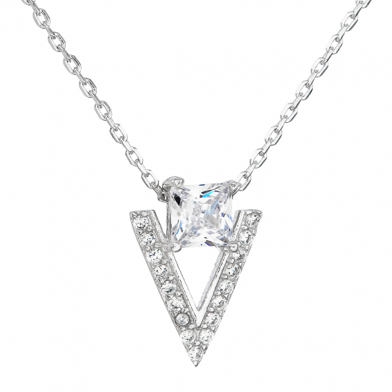 Obrázok pre Evolution Group Strieborný náhrdelník so zirkónom biely trojuholník 12007.1