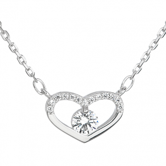 Obrázok pre Evolution Group Strieborný náhrdelník so zirkónom biele srdce 12008.1