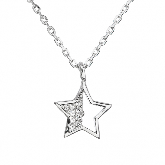 Obrázok pre Evolution Group Strieborný náhrdelník so zirkónom biela hviezdička 12024.1