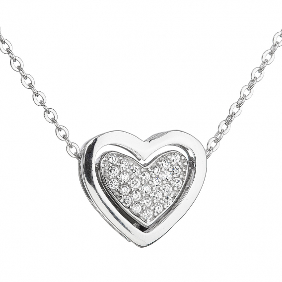 Obrázok pre Evolution Group Strieborný náhrdelník so zirkónom biele srdce 12029.1