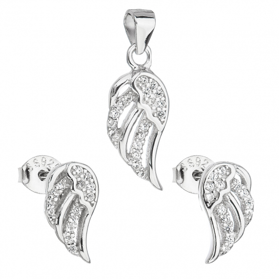 Obrázok pre Evolution Group Sada šperkov so zirkónom náušnice a prívesok biely motýľ 19005.1