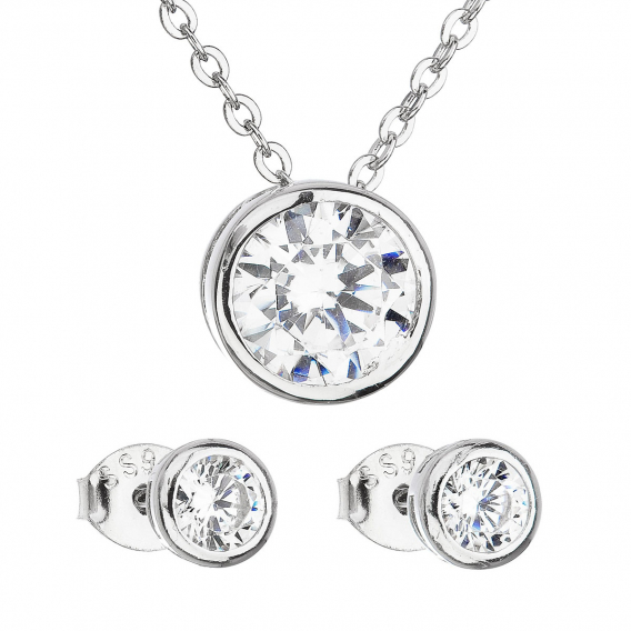 Obrázok pre Evolution Group Sada šperkov so zirkónom v bielej farbe náušnice a náhrdelník 19006.1