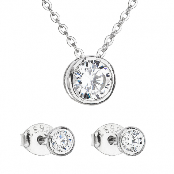 Obrázok pre Evolution Group Sada šperkov so zirkónom v bielej farbe náušnice a náhrdelník 19007.1
