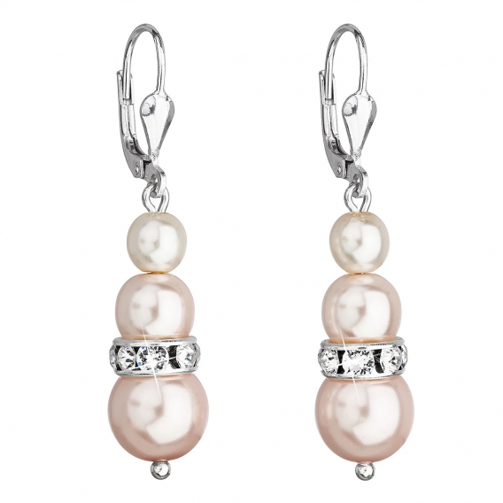 Obrázok pre Evolution Group Strieborné náušnice visiace s krištáľmi Swarovski ružovej okrúhle 31150.3