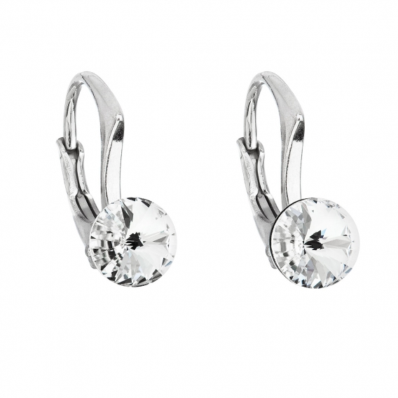 Obrázok pre Evolution Group Strieborné náušnice visiace s krištáľmi Swarovski biele okrúhle 31230.1