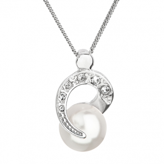 Obrázok pre Evolution Group Strieborný náhrdelník s perlou Swarovski biely okrúhly 32048.1
