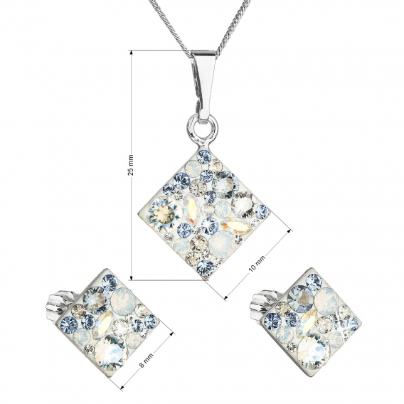 Obrázok pre Evolution Group Sada šperkov s krištáľmi Swarovski náušnice a prívesok mix farieb kosoštvorec 39126.3 light sapphire