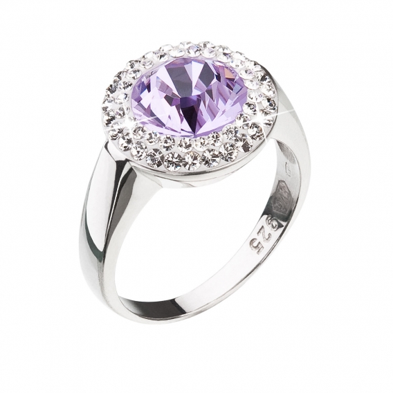 Obrázok pre Strieborný prsteň s krištáľmi Swarovski fialový okrúhly 35026.3