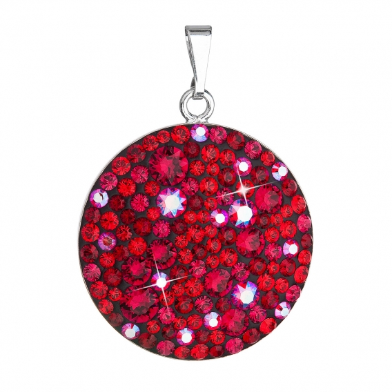 Obrázok pre Strieborný prívesok s krištálmi Swarovski červený okrúhly 34131.3 cherry