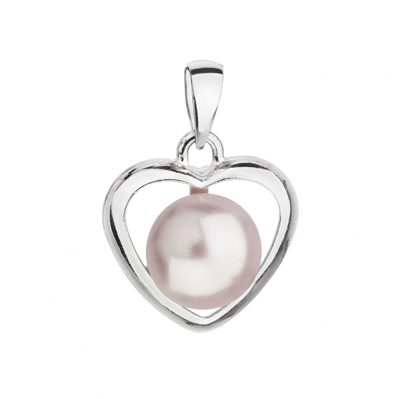 Obrázok pre Strieborný prívesok s ružovou perlou srdce 34246.3
