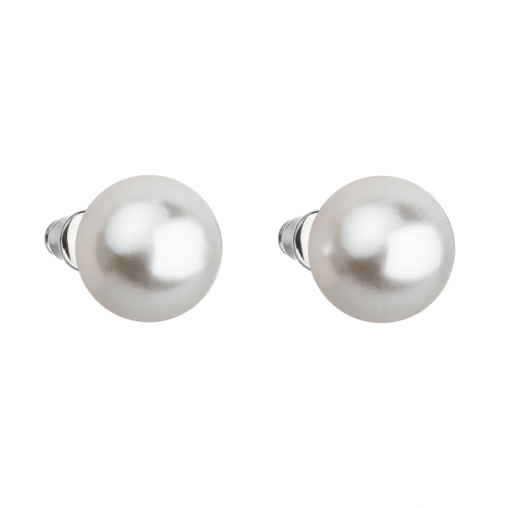 Obrázok pre Náušnice bižutéria so Swarovski perlou biele okrúhle 71069.1