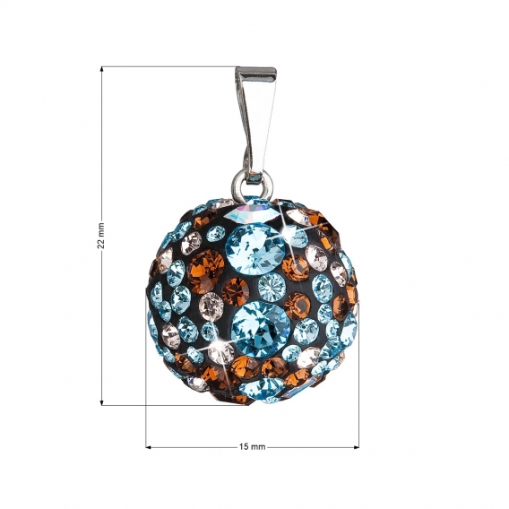 Obrázok pre Strieborný prívesok s krištálmi Swarovski mix farieb okrúhly 34081.3 aqua