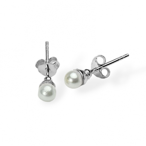 Obrázok pre Strieborné náušnice napichovacie s perlami malé