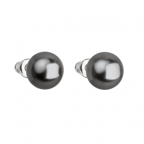 Obrázok pre Náušnice bižutéria so Swarovski perlou šedé okrúhle 71070.3