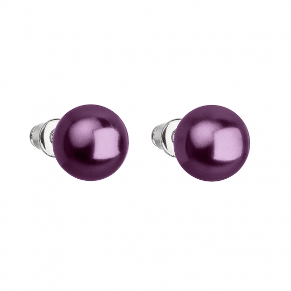 Obrázok pre Náušnice bižutéria so Swarovski perlou fialové okrúhle 71070.3