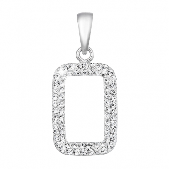 Obrázok pre Strieborný prívesok s krištálmi Swarovski biely obdĺžnik 74072.1