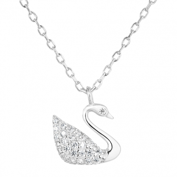 Obrázok pre Strieborný náhrdelník so zirkónom biela labuť 12032.1