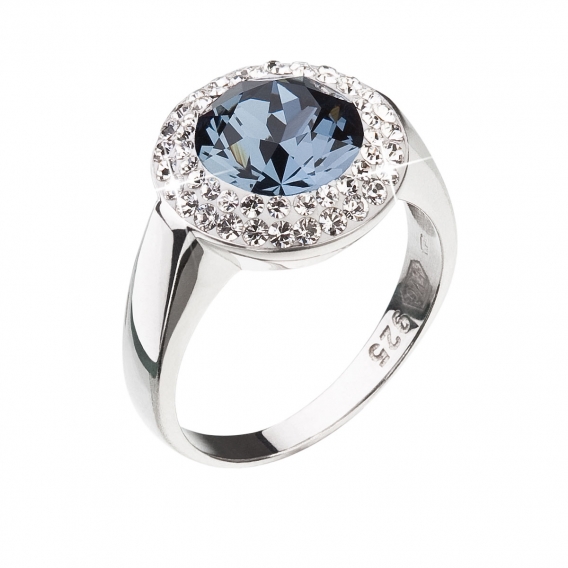 Obrázok pre Strieborný prsteň s krištáľmi Swarovski modrý okrúhlý 35026.3