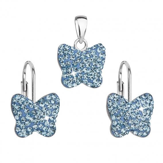 Obrázok pre Sada šperkov s krištáľmi Swarovski náušnice a prívesok modrý motýľ 39144.3