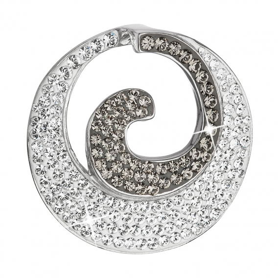 Obrázok pre Strieborný prívesok s krištáľmi Swarovski šedý okrúhly 34186.3