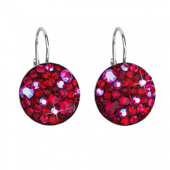 Obrázok pre Strieborné náušnice visiace s krištálmi Swarovski červené okrúhle 31176.3 cherry