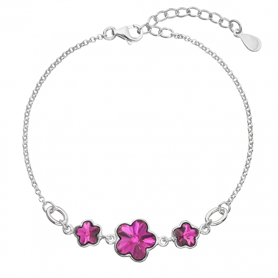 Obrázok pre Strieborný náramok so Swarovski krištálmi ružová kytička 33112.3 fuchsia