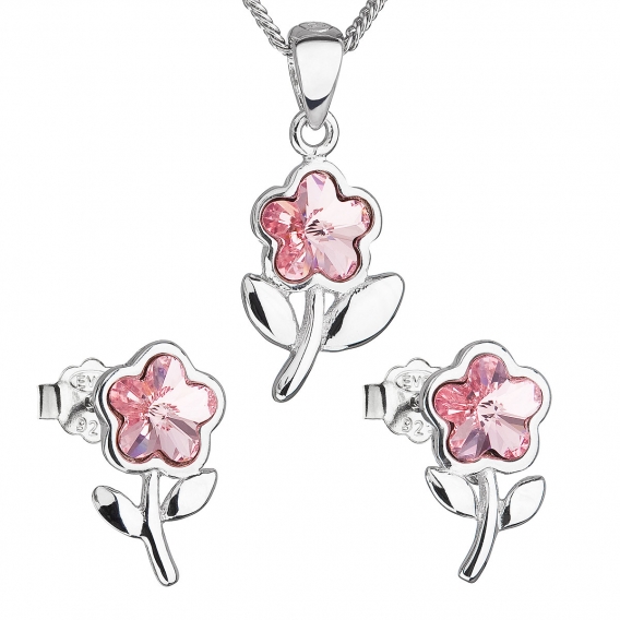 Obrázok pre Sada šperkov s krištálmi Swarovski náušnice,retiazka a prívesok ružová kytička 39172.3 light rose